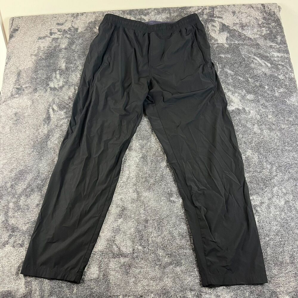 RHONE Nylon Windbreaker Pants Lightweight Black Men's XL Drawstring Stretch